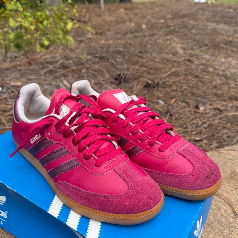 Adidas Samba Pink Purple Metallic G22476 Womens 7.5 Gum Sole Sneakers